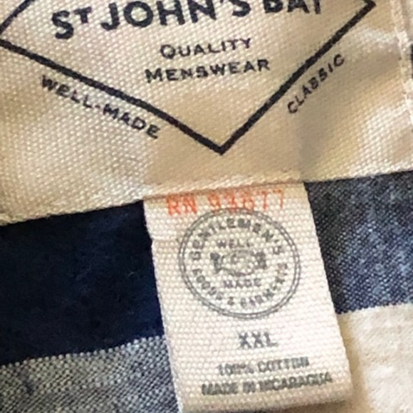 Men's Vintage St John's Bay Blue & Cream Checked Shirt XXL - Picture 5 of 13